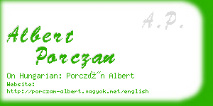 albert porczan business card